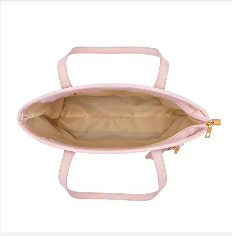 Sacola Tote Estampada Menina Fofa Rosa Grande Capacidade Bolsa de Mão Feminina Para Deslocamento Bolsa de Ombro Pu