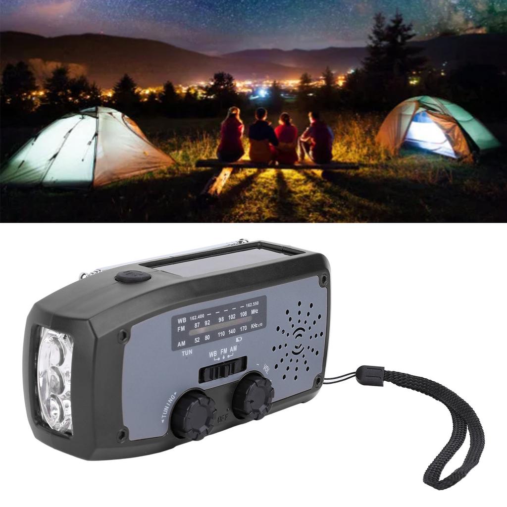 Emergency Hand Crank Radio with LED Flashlight AM FM NOAA Portable Weather Radio with 2000mAh Battery USB  d Solar Power for Camping