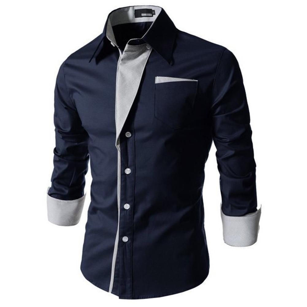 Buy Men Solid Long-Sleeves Tops Autumn 