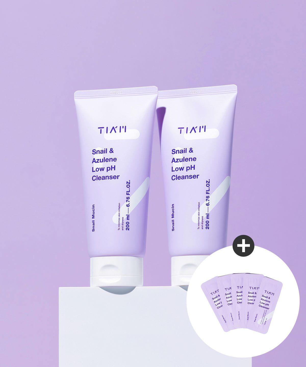 [2 PACK] Snail & Azulene Mild Acidic Cleanser 200ml x 2 + [Gift] Cleanser Samples x 5