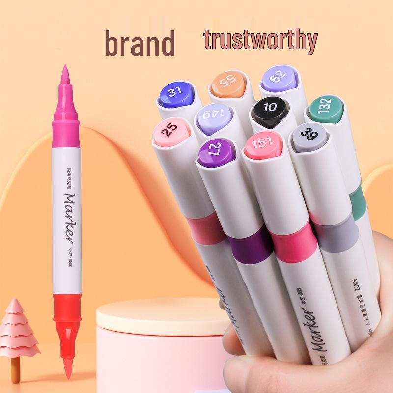 Dual-Color Acrylic Marker Pens - 24 Dual-Tip Soft-Tip Colors for DIY Shoes, Clothes & Graffiti