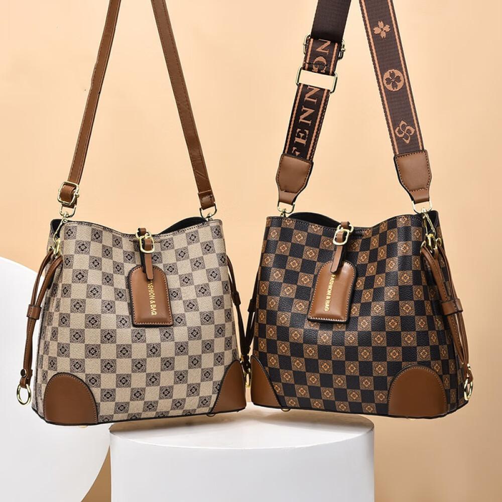 Fashion Handbag Splicing Color Print Single Shoulder Oblique Span Bucket Bag Length 23cm Wide 12cm High 22cm