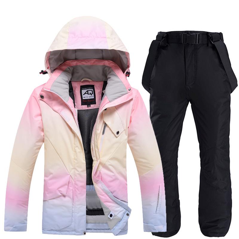 Set da Sci Invernale da Donna Impermeabile Antivento Giacca da Sci + Set di Pantaloni Caldi Ispessiti
