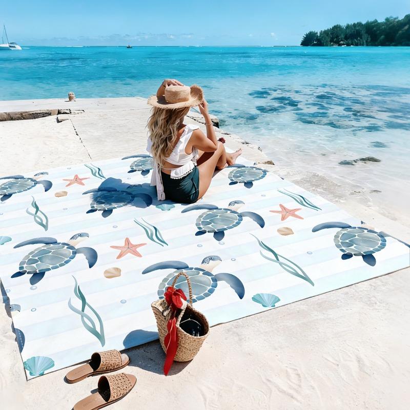 1pc Beach Blanket Waterproof Sandproof Oversized Large Beach Mat Quick Drying&Compact&Lightweight Picnic Mat Vacation Essentials