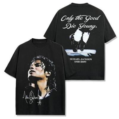 Michael Jackson Vintage Koszulka Tribute Unisex i Damska Letnia Bawełniana Odzież Y2K Codzienna Moda Okrągły Dekolt Krótki Rękaw