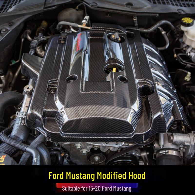 Carbon Fiber Engine Hood Cover for 2015-2022 Ford Mustang