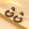 Hong Kong style niche personality fashion OL style dripping oil geometric round earrings light luxury simple high-end versatile earrings