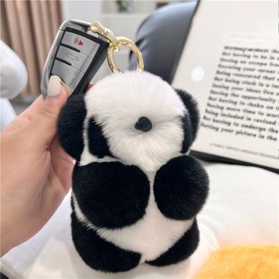 Cute Rex Rabbit Hair Red Panda Car Keychain Pendant Plush Doll Doll Book Bag Pendant Birthday Gift