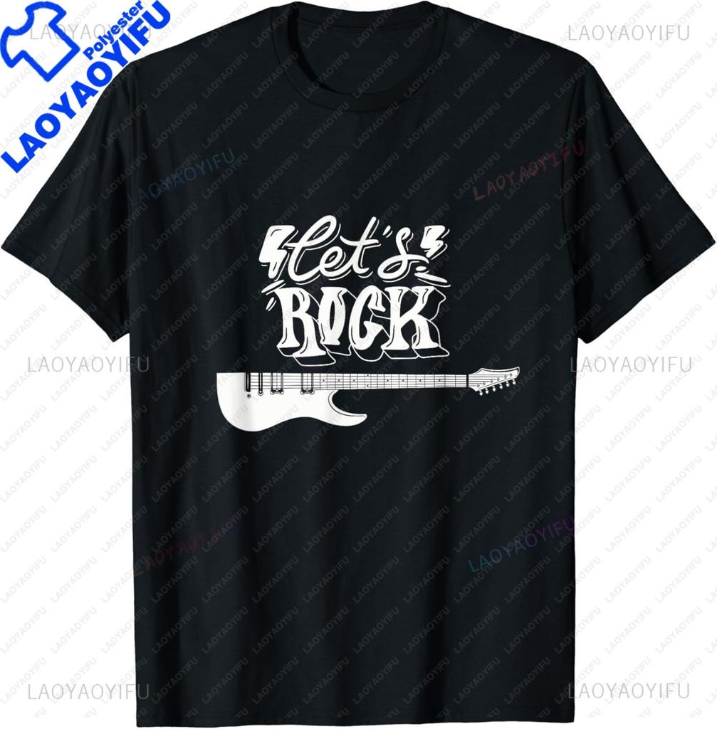 Lets Rock Electric Guitar Music Lover Band Guitarist Retro TShirt Unisex Summer Soft Tops Print Original Design Gifts Tshirts