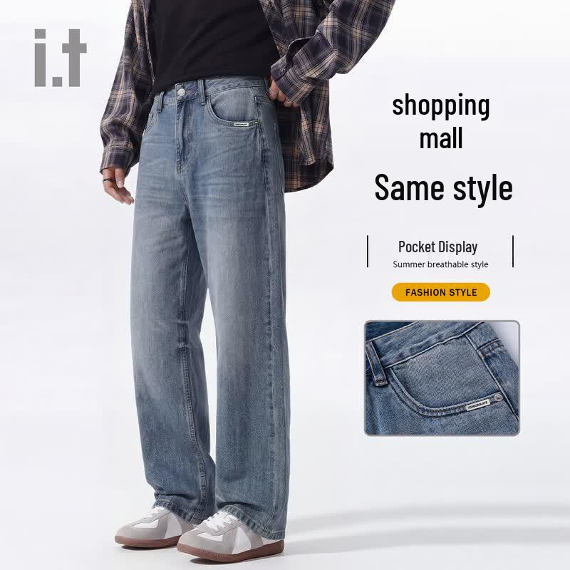 CHOCOOLATEi.t Unisex Distressed Washed Loose Straight Jeans