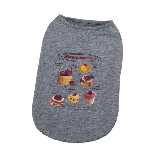 

Безрукавка для питомца с принтом клубничной еды, майка для питомца, маленькие собаки, кошки, весна, лето, дышащая одежда, костюм, наряд, одежда XS серый