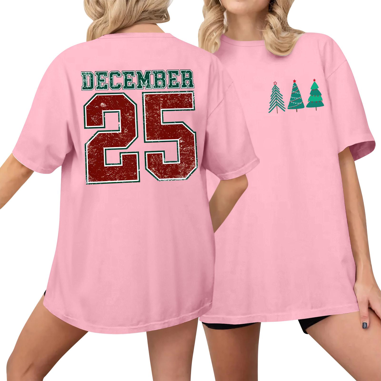 

Женская повседневная футболка с принтом, пуловер с круглым вырезом, топ с короткими рукавами M розовый