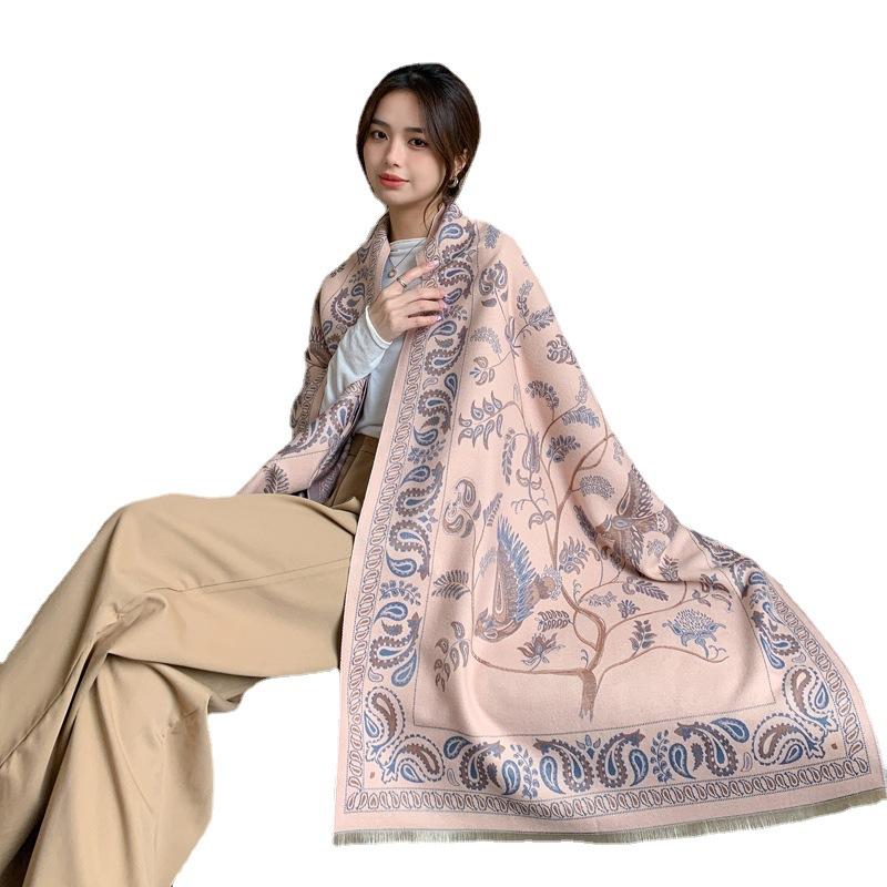 Light Luxury High-End Air Conditioner Shawl With Women'S Imitation Cashmere Jacquard Scarf Versatile Fringed Warm Scarf
