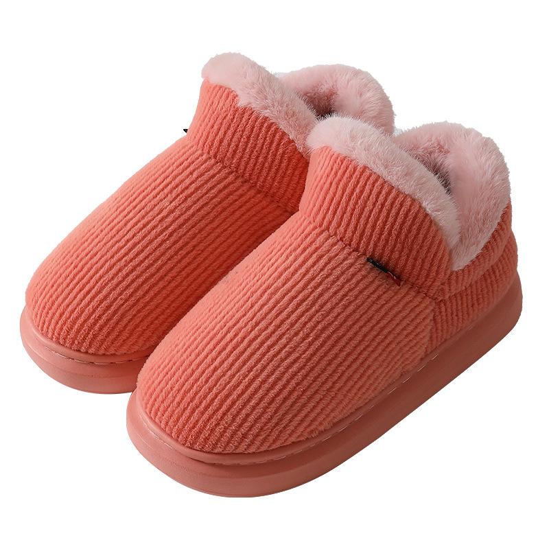 Sapatos de algodão com salto de bolsa femininos outono e inverno quentes para interior sola grossa antiderrapante veludo aquecedor de pés sapatos de algodão masculinos