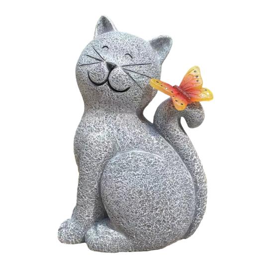 Cat Statue Solar Light Waterproof Garden Kitten Sculpture Lighted Kitten Statue Outdoor Landscape Lighting for Patio Yard Decoration