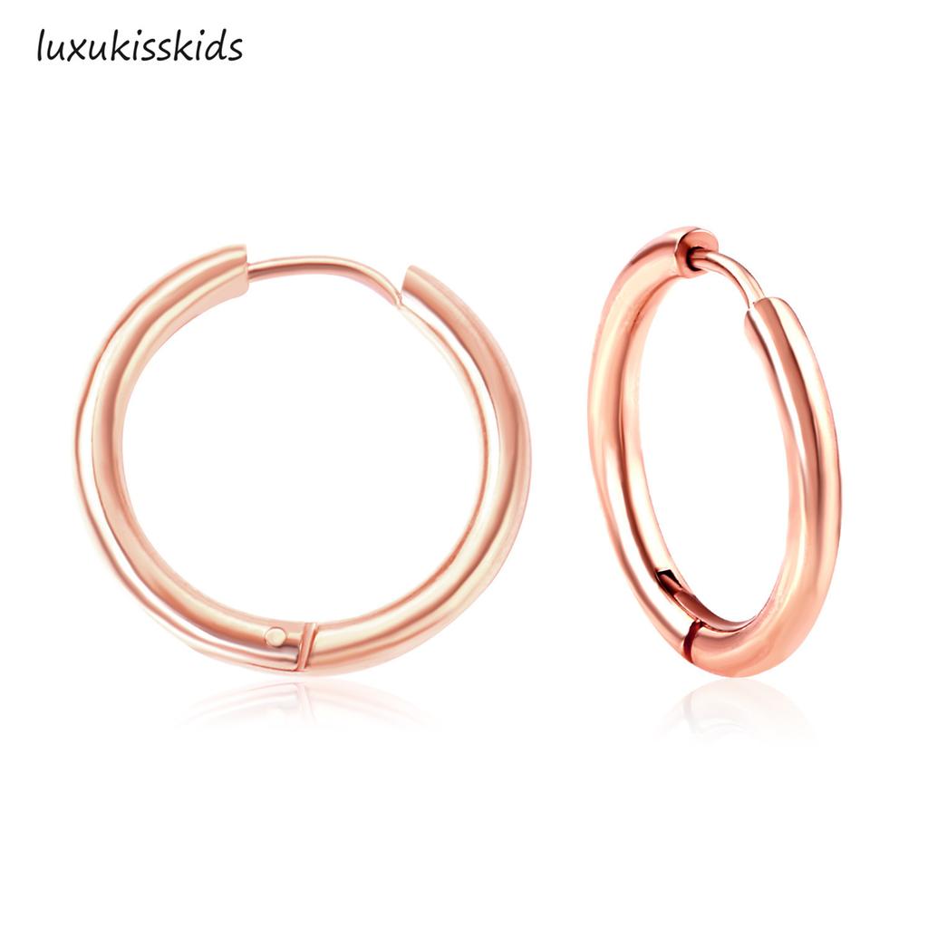 1 Pair of Classic Plain Circle Trend Hip Hop eEarrings Stainless Steel Men's Women's Simple Design Style Jewelry Does Not Fade