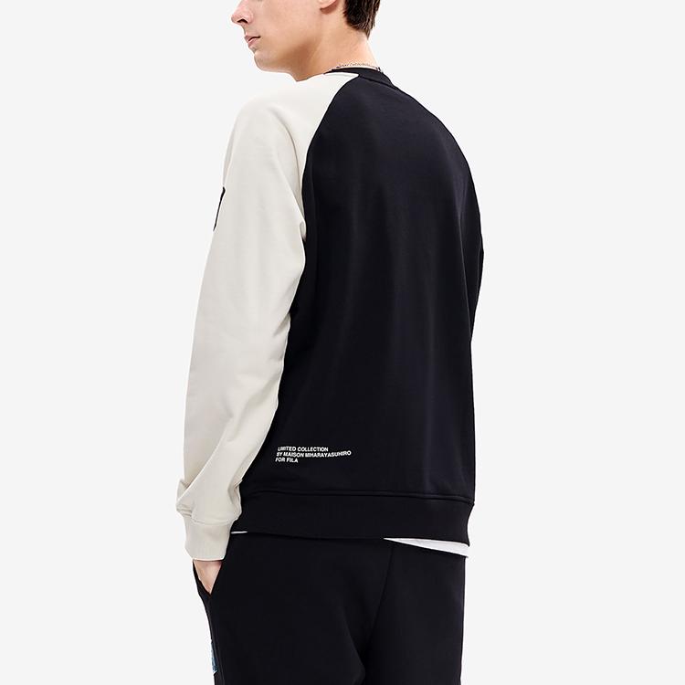 FILA X MIHARA YASUHIRO Loose Color Block Logo Casual Pullover Long Sleeve Sweatshirt Men sweatshirt Black F11M243205F-BK
