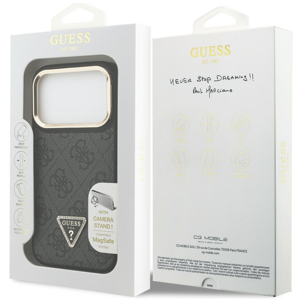 Guess 4G PU Triangle Logo & Stand Camera Magsafe Case for iPhone 17 Pro Black