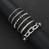 6pcs Vintage Pearl Snake Chain Bracelet Set For Women Fashion Chunky Flat Round Design Twisted Chain Bracelet Daily Wear Jewelry