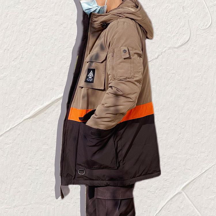Vans Warm Color Block Multi Pocket Casual Hooded Down Jacket Unisex Outerwear Brown VN0A54HS1LE