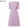 ZANZEA Women Casual Embroidery Patchwork Summer Short Sleeve Dress