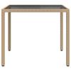 VidaXL Gartentisch 90x90x75 cm Gehärtetes Glas Poly Rattan Beige