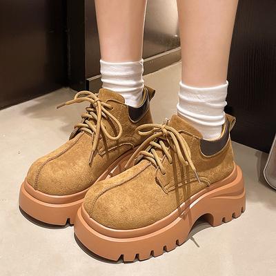 Retro Plateau-Martin-Stiefel mit Absatz für Damen Herbst 2025 neue modische Maillard-Schlankstiefel Schnürstiefel Rhabarberstiefel