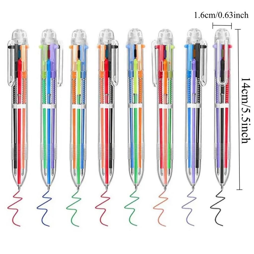 1-10 Pezzi Penne a Sfera Multicolore 0,5 mm 6 in 1, Penne a Sfera Retrattili 6 Colori per Ufficio Forniture Scolastiche Regalo per Studenti