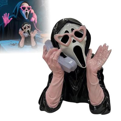 Figurka Krzyczącego Ducha Straszna Duch Telefonujący Posąg Kolekcjonerska Dekoracja Halloweenowa dla Horroru