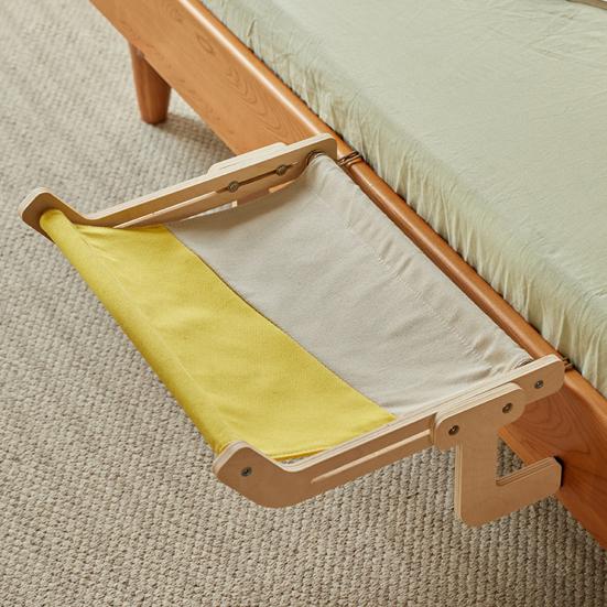 Bedside Cat Hammock Adjustable Cat Bed Window Perch with Wood Frame No Drilling Installation Pet