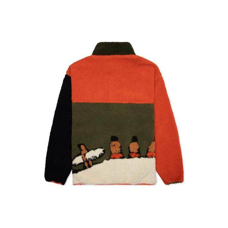 Vans X Nigel Cabourn Collaboration Vintage Sports Stand Collar Color Block Half Button Fleece Warm Jacket Men Jacket VN0A4VLU98O