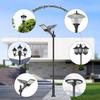 13Ft Black Solar Street Light Pole - Adjustable Metal Outdoor Lamp with Mounting Base