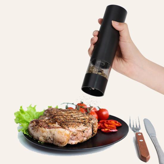 Elektrisches Salz- und Pfeffermühlen-Set mit eingebauter LED-Leuchte, einstellbare Mahlgrad, Gewürzmühle, wiederaufladbar, Küchenutensilien, Geschenk