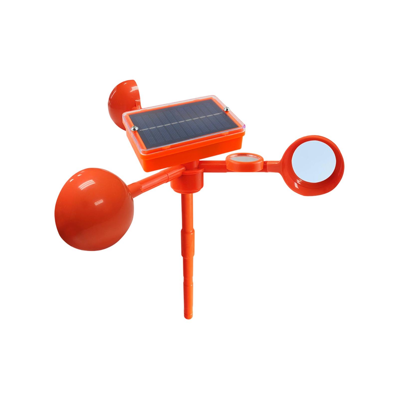 Solar Powered Wind Driven Bird Repellent Device with Rotating Reflective Panels and Voice Emission for Outdoor Garden Farm Use One Size