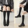 5 Pairs Women Rib Knitted Cotton Over The Calf Socks with Thick Double Stitching Classical Solid Color Knee Length Socks