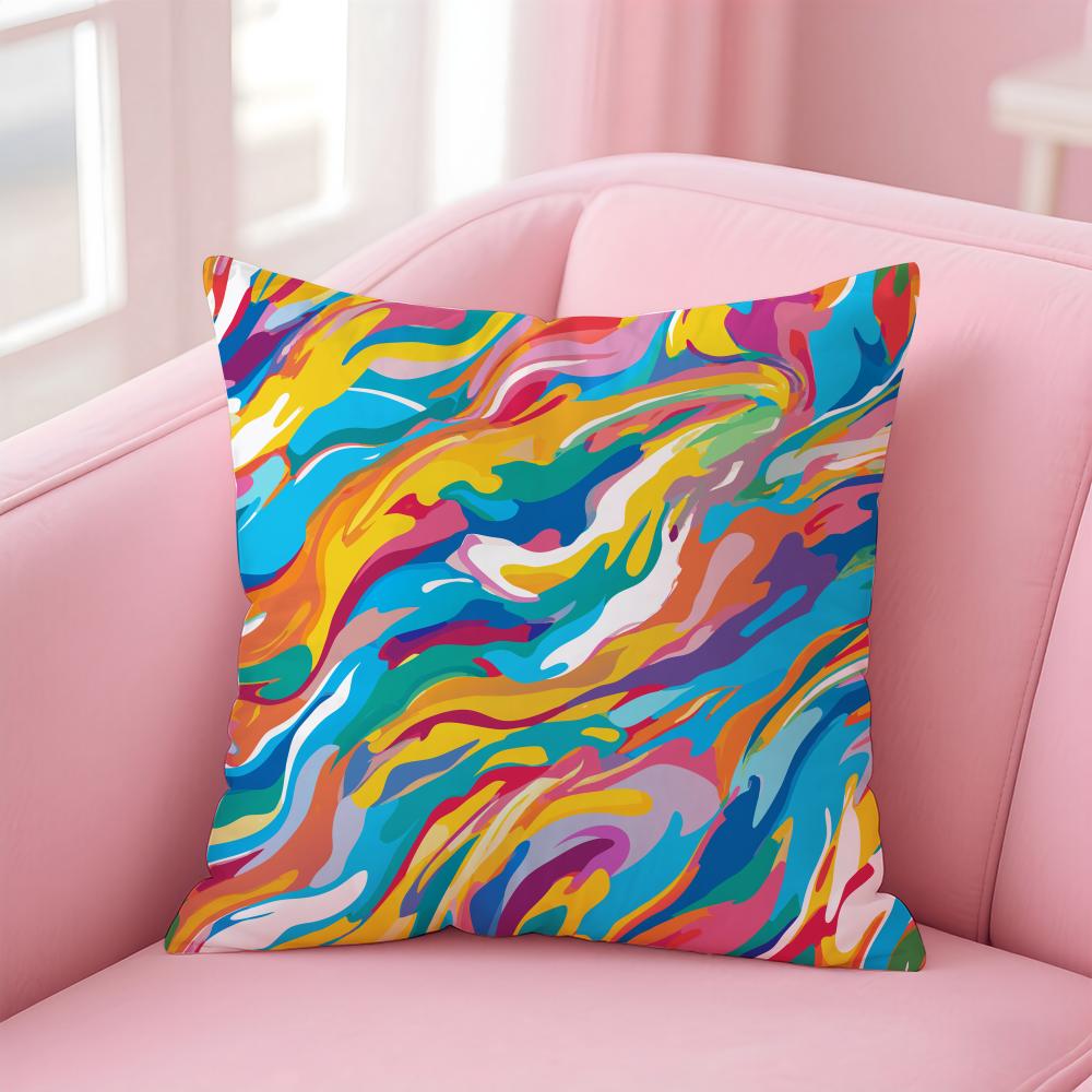 Abstract Colorful Cushion Cover Soft Plush Throw Pillow Cushion CoverDoubleSided Printed Pillow Case for Sofa Home Decor