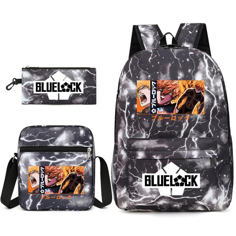 Large Capacity Schoolbag with Shoulder Strap; Student Three-piece Pencil Case Set