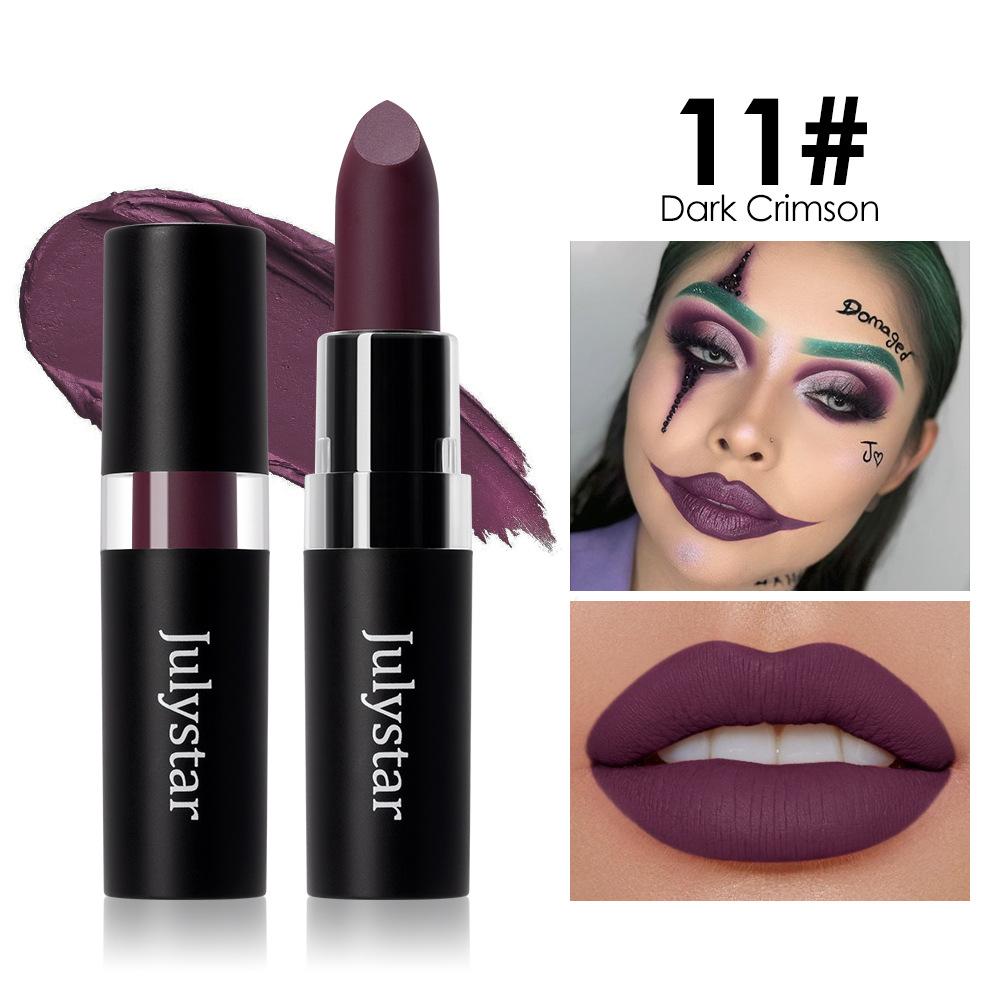 12 Colors Waterproof Blue Matte Lipstick Makeup Green Black Lipstick Long-lasting Purple Lip Stick Halloween Cosmetics for Women