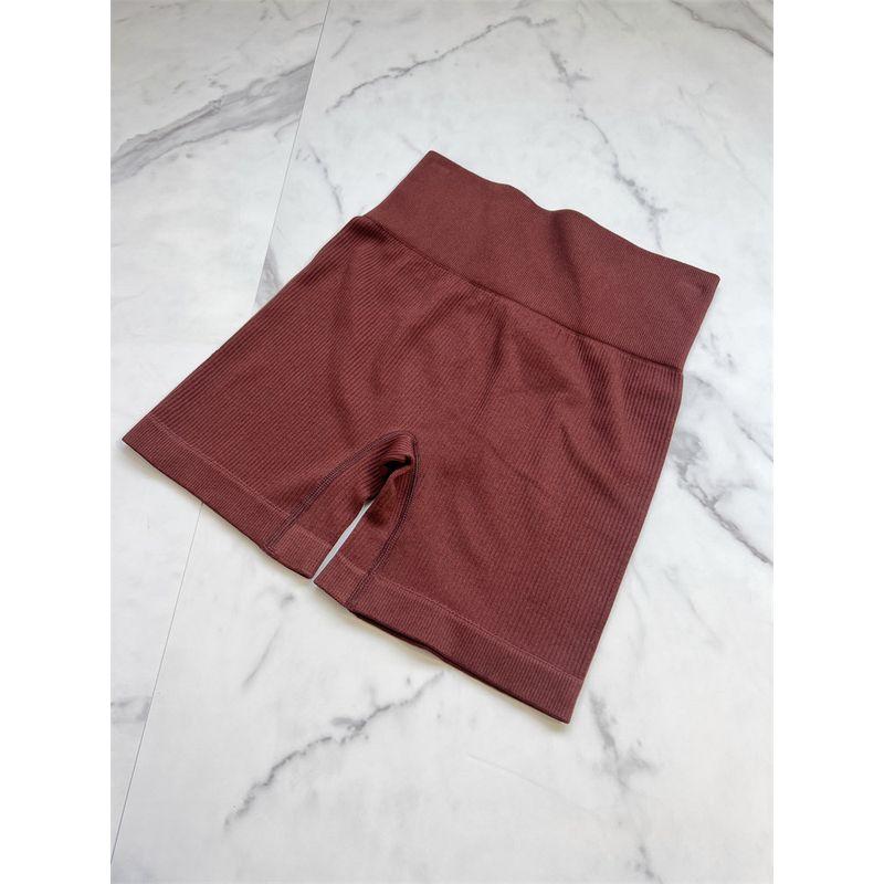

Stretch Sweat pants Breathable European and American High Waist Seamless Fitness Shorts Women Summer Buttock Lifting Tight Three-Point Yoga Pants Curry color L