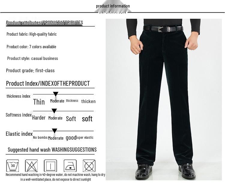 Men's Autumn/Winter Thickened Velvet Corduroy Pants - Middle-Aged & Elderly Casual Loose Fit.