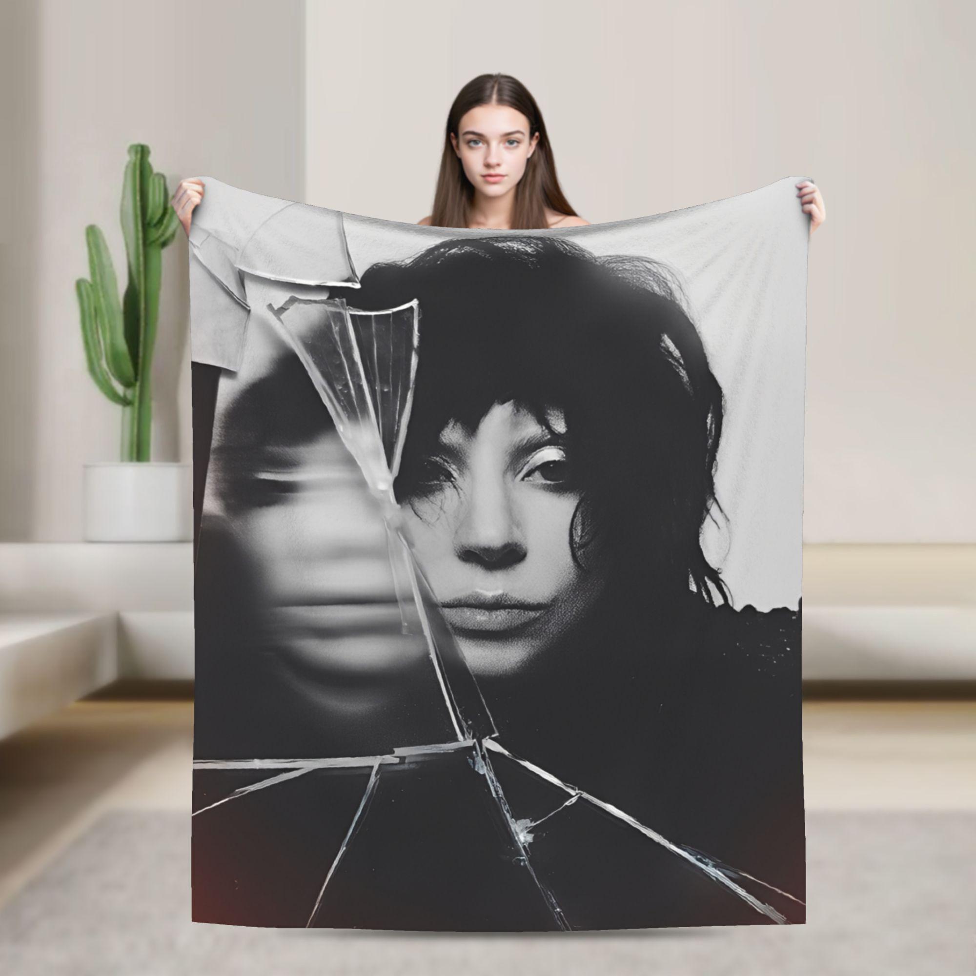 

Lady Singer Rock Album Gagas Knitted Blankets Y2K Tour Flannel Throw Blanket Rug Piece Ultra-Soft Warm Bedspread Multifunction 75x90cm