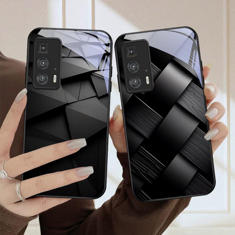 Dark geometric texture For Motorola Moto Edge 20 Lite 30 Pro 40 Neo 50 Ultra G14 G22 G24 Power 34 G35 X30 Pro Glass Phone Case