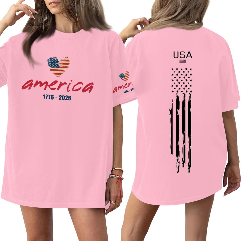 Women's Casual Fashion Round Neck Casual Print Short Sleeve T-Shirt Top