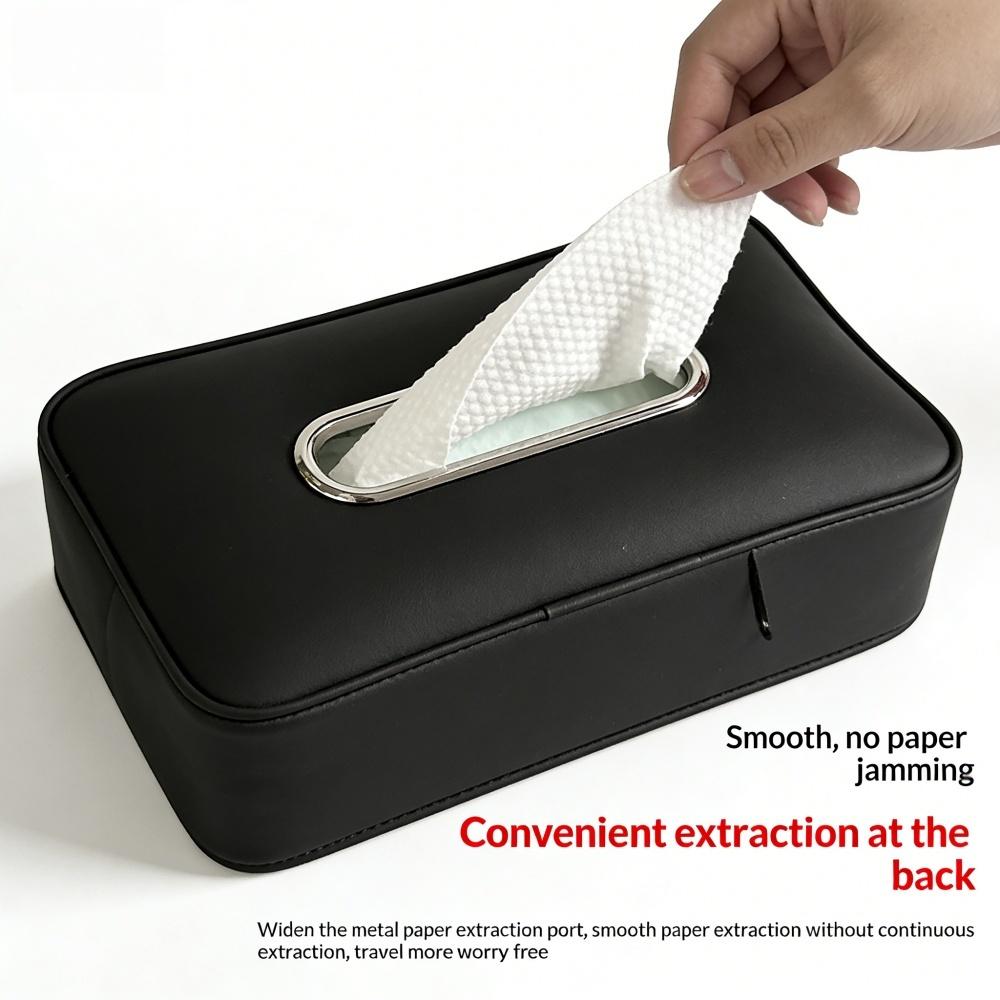 Car Tissue Box Holder Microfiber Leather Car Center Console Armrest Napkin Box Sun Visor Backseat Tissue Case with Fix Strap