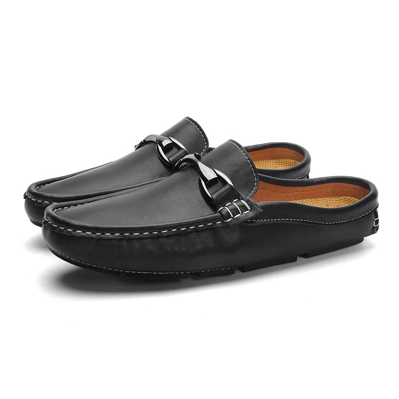 Men Leather Fashion Half Slipper New Arrival All-match Muller Shoes Summer Men Loafers Flats Slippers for Outdoor Men's Shoes