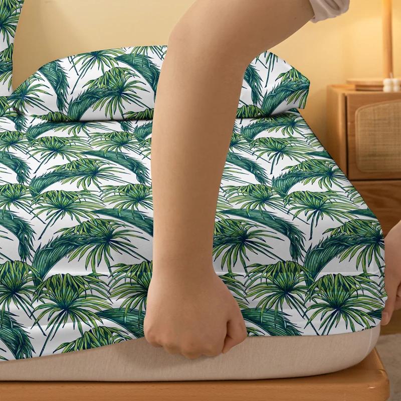 1 Lenzuolo con Angoli Matto Stampato a Fiori Pianta Semplice Moderno, Copriletto Stampato per Camera da Letto, Biancheria da Letto (Federe escluse)