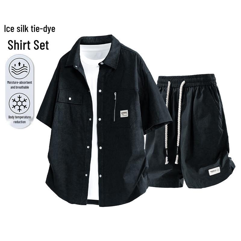 Men's MEDE Tie-Dye Loose Short-Sleeved Shirt & Shorts Set