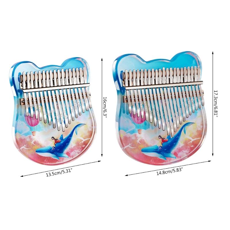 Profession Kalimba 17/21 Keys Thumb Piano with Study Instruction & Tune Hammer Acrylic Finger Piano for Kid Beginners