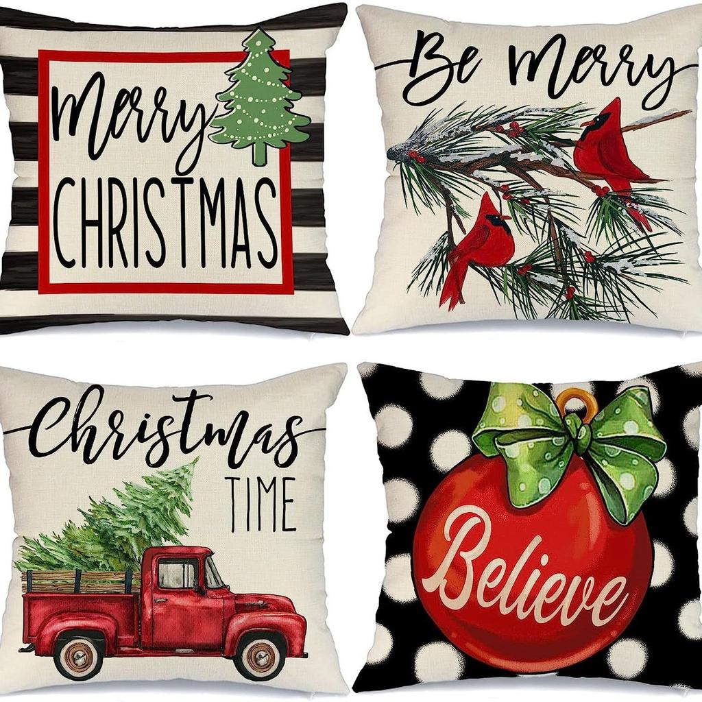 Nowa poszewka na poduszkę świąteczną Lniana Drukowana Amerykańska Poszewka na poduszkę na sofę Poszewka na poduszkę