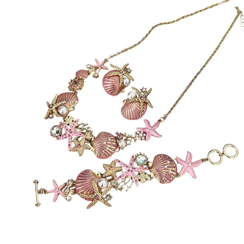 Themed 4 Piece Shell Necklace Collection Sensitive Skin Friendly Alloy Jewelry For Summer Vacation